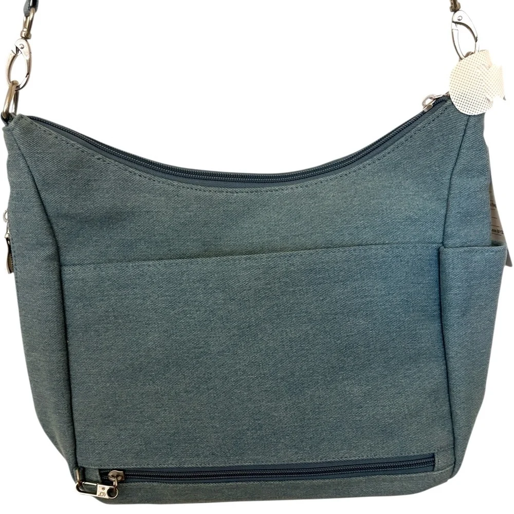 Baggallini Modern Everywhere hobo denim crossbody bag w/removable RFID wristlet - Picture 7 of 9